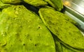 Mexican food cactus Nopal to eat in supermarket in Mexico