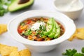 Mexican food. Chicken enchilada soup. Royalty Free Stock Photo