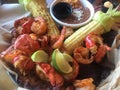 Mexican Food Cuisine Mixed Seafood Shrimp with Corn