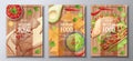 Mexican food flyer set on wooden background. Tamales, nachos, tacos. Banner, menu, poster, advertisement of traditional