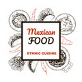 Mexican food hand drawn design. Vector illustration in sketch style Royalty Free Stock Photo