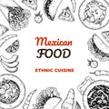 Mexican food hand drawn design. Vector illustration in sketch style Royalty Free Stock Photo