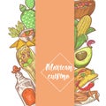 Mexican Food Hand Drawn Doodle. Mexico Traditional Cuisine Menu Design Royalty Free Stock Photo