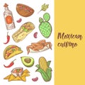 Mexican Food Hand Drawn Doodle. Mexico Traditional Cuisine Menu Royalty Free Stock Photo