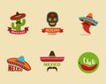 Mexican food icons, menu elements for restaurant Royalty Free Stock Photo