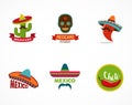 Mexican food icons, menu elements for restaurant Royalty Free Stock Photo