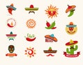 Mexican food icons, menu elements for restaurant Royalty Free Stock Photo