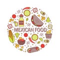 Mexican food icons Royalty Free Stock Photo