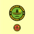 Mexican food logo. Mexican food emblem. Mustache and a sombrero.