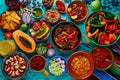 Mexican food mix colorful background Royalty Free Stock Photo