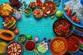 Mexican Food Mix Colorful Background Mexico