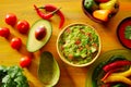 Mexican food mixed guacamole nachos chili sauce Royalty Free Stock Photo