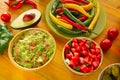 Mexican food mixed guacamole nachos chili sauce Royalty Free Stock Photo