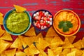 Mexican food nachos guacamole pico gallo cheese Royalty Free Stock Photo