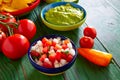 Mexican food nachos guacamole pico gallo chili Royalty Free Stock Photo