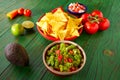 Mexican food nachos guacamole pico gallo chili Royalty Free Stock Photo