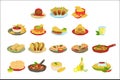 Mexican Food Signature Dishes Illustration Set