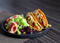 Mexican food Taco, meat  delicious , Ground Beef Tacos Shells with salad Royalty Free Stock Photo