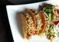 Mexican food Taco, meat delicious , Ground Beef Tacos Shells with salad