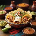 Mexican Food tacos with fills and meat
