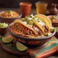 Mexican Food tacos with fills and meat