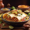 Mexican Food tortilla with fills and meat