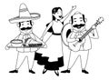 Mexican food and tradicional culture in black and white