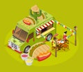 Mexican Food Truck Isometric Advertisement Poster