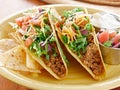 Mexican Food - two beef tacos closeup Royalty Free Stock Photo