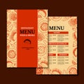 Mexican food two side vertical menu template with hand drawn elements. Vector illustration in sketch style Royalty Free Stock Photo