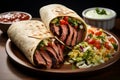 Mexican food with vegetables and rolls Royalty Free Stock Photo