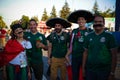 Mexican Football fans in the FIFA fan fest at Sparrow Hills aka Vorobyovy Gory in Moscow at FIFA football world cup , Moscow, Russ