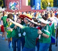 Mexican Football fans in the FIFA fan fest at Sparrow Hills aka Vorobyovy Gory in Moscow