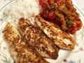 Mexican Fried Seabass With Relish and White Rice