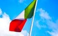 Mexican green white red flag with blue sky in Mexico Royalty Free Stock Photo