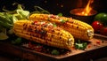 Generated image mexican grilled corn, elote, dark photo Royalty Free Stock Photo