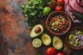 Mexican Guacamole Ingredients on Talavera Pottery