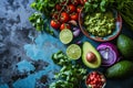 Mexican Guacamole Ingredients on Talavera Pottery