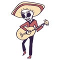 Mexican guitar player on white isolated backdrop Royalty Free Stock Photo