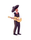 Mexican guitarist flat color vector faceless character Royalty Free Stock Photo