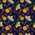 Mexican hand drawn seamless pattern