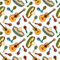 Mexican hand drawn seamless pattern