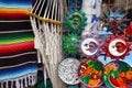 Mexican handcrafts hammock serape and ceramics