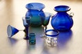 Mexican handicarafted blue glasses and vases