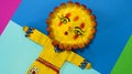 Mexican handicraft, hand painted doll representing the sun