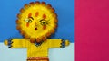 Mexican handicraft, hand painted doll representing the sun