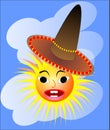 Sun with a Mexican hat Royalty Free Stock Photo
