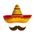 Mexican hat mariachi with mustache Royalty Free Stock Photo