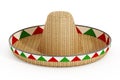 Mexican hat or sombrero and Mexican flags on white background. 3D illustration Royalty Free Stock Photo