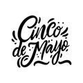 Mexican holiday Cinco de Mayo hand drawn vector lettering. Black ink. Isolated on white background Royalty Free Stock Photo